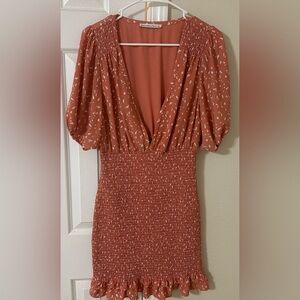 Elegant Rust Dress with White Accents